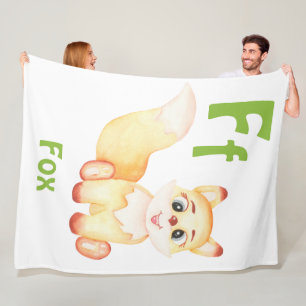 Couverture Polaire Fox personnaliser ABC : Lettre F - Ajouter votre n