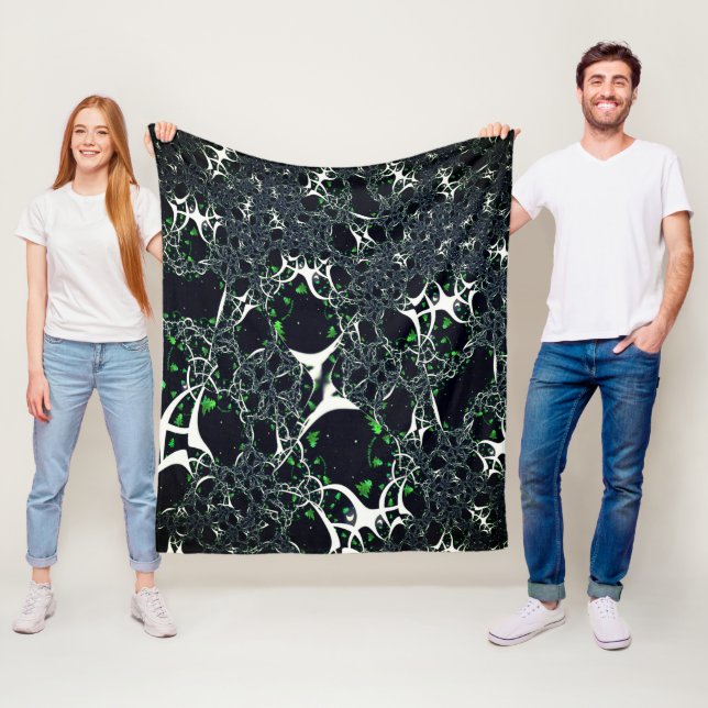Couverture Polaire Fracale blanche imparfaite sur l'espace noir, tric (En situation)