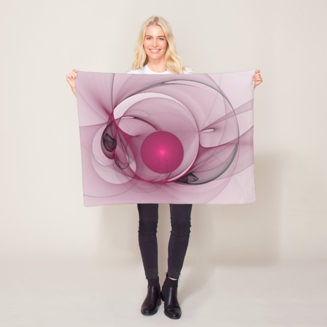 Couverture Polaire Fractal Balançant, Art Abstrait Moderne Rose Baie (En situation)