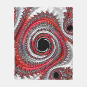 Couverture Polaire Fractale Abstraite, rouge et noire