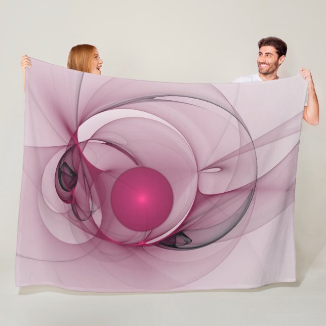 Couverture Polaire Fractale Balançant, Art Abstrait Moderne Rose de B (En situation)