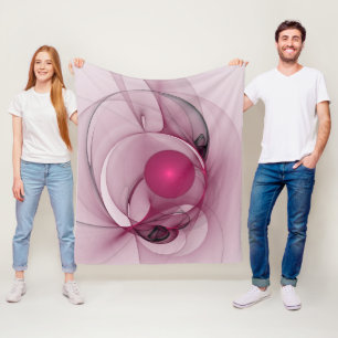 Couverture Polaire Fractale balançante, Art abstrait moderne rose bai