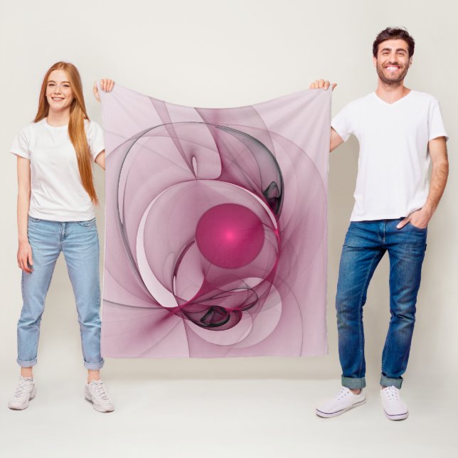 Couverture Polaire Fractale balançante, Art abstrait moderne rose bai (En situation)