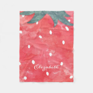 Couverture Polaire Fraise à l'aquarelle mignonne
