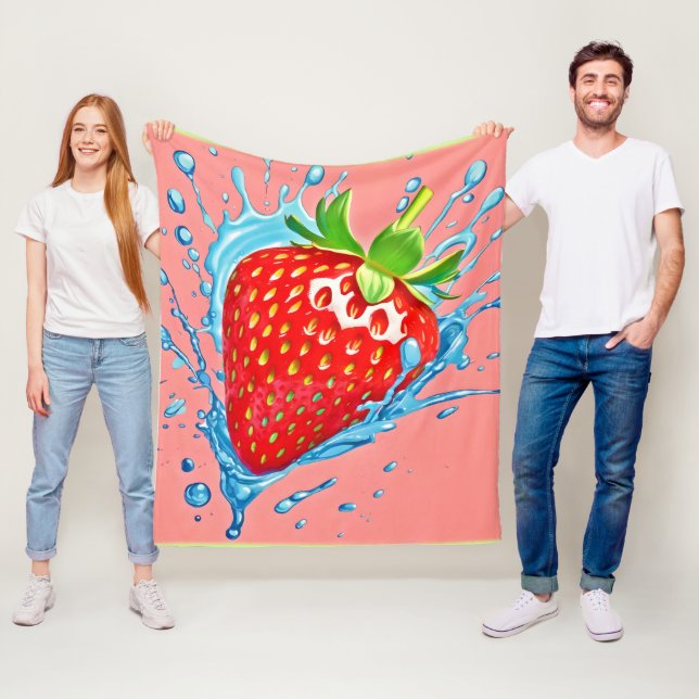 Couverture Polaire Fraise fraîche (En situation)