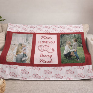 Couverture Polaire Fraise je t'aime maman fête des mères photo