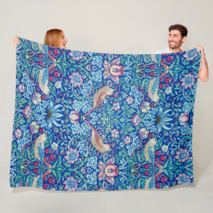 Couverture Polaire Fraise Thief Blue, William Morris Fleece Blank