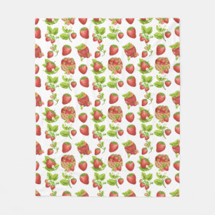 Couverture Polaire Fraises de jardin et confiture de fraises