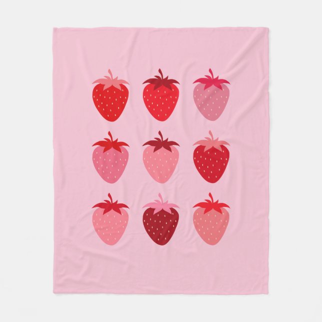 Couverture Polaire Fraises Esthétiques Roses Et Rouges Préppines (Devant)