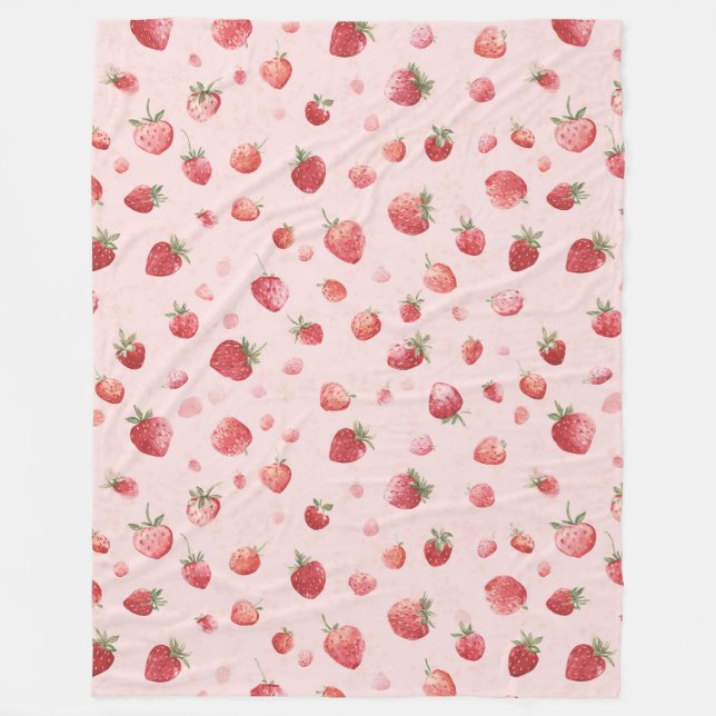 Couverture Polaire Fraises Fruits Rouges Roses (Devant)
