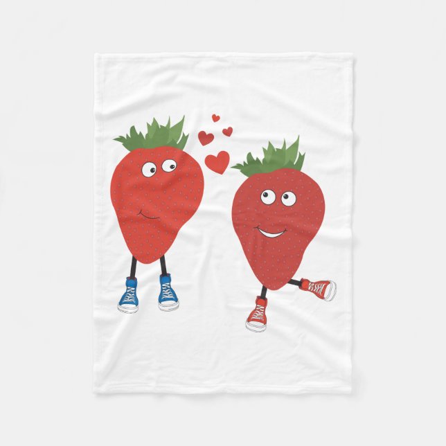 Couverture Polaire Fraises Mignonnes En Amour (Devant)