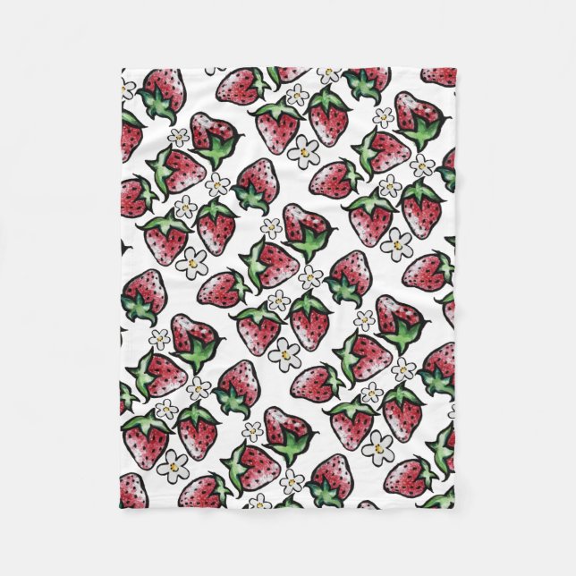 Couverture Polaire fraises motifs fraises pour toujours (Devant)