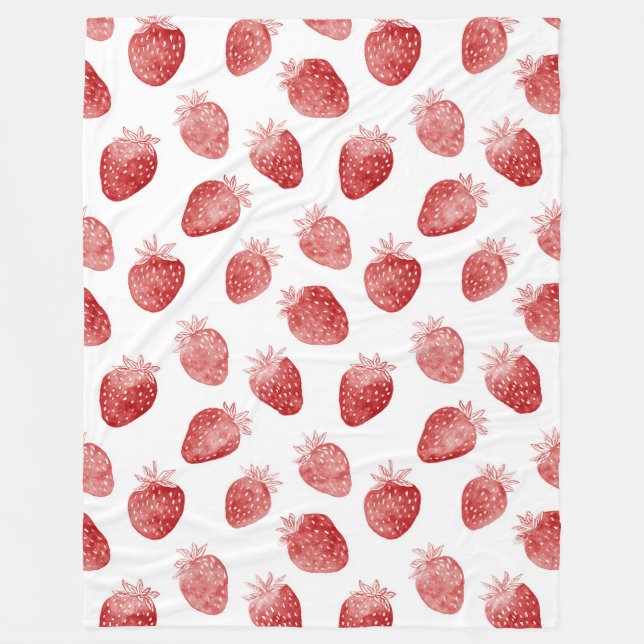 Couverture Polaire Fraises Points Rouges Blancs (Devant)