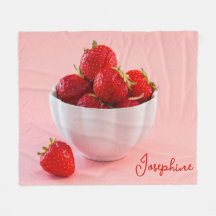 Fraises Rouges Dans Un Bowl Rose Photo Avec Nom