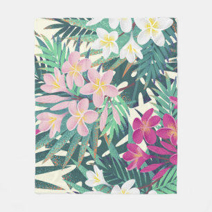 Couverture Polaire Frangipani Tropical : Vintage rose-blanc.