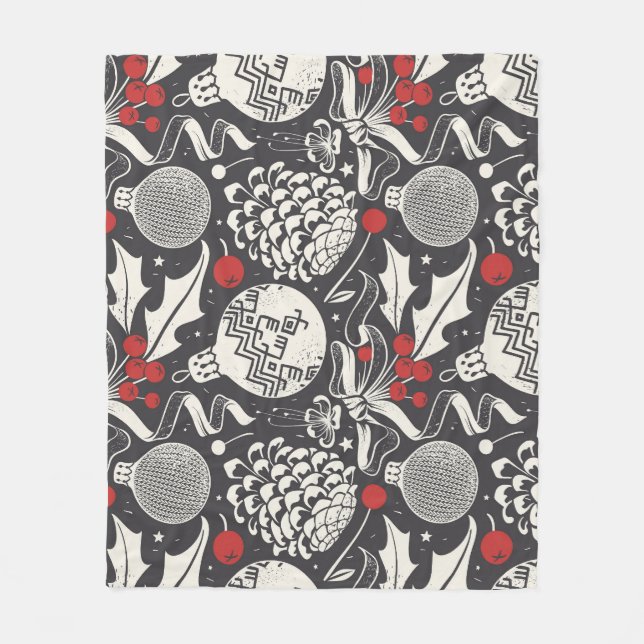 Couverture Polaire Frappe De Noël : Pin De Mistletoe Sans Seamless. (Devant)