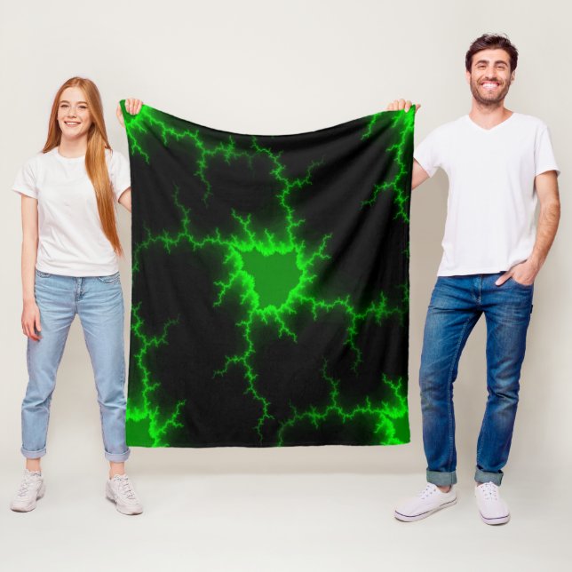 Couverture Polaire Frappes de foudre verte Alien en Pitch noir (En situation)