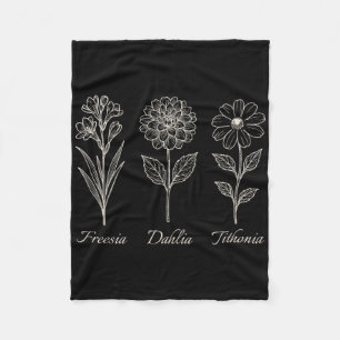 Couverture Polaire Freesia Dahlia Tithonia Floral Fleurs Nature Résis