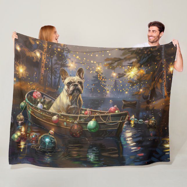Couverture Polaire French Bulldog Christmas Festive Voyage (En situation)