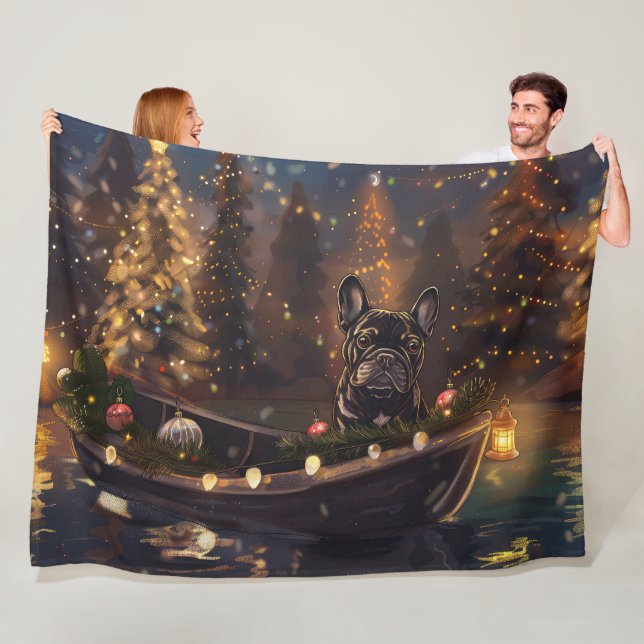 Couverture Polaire French Bulldog Christmas Festive Voyage (En situation)