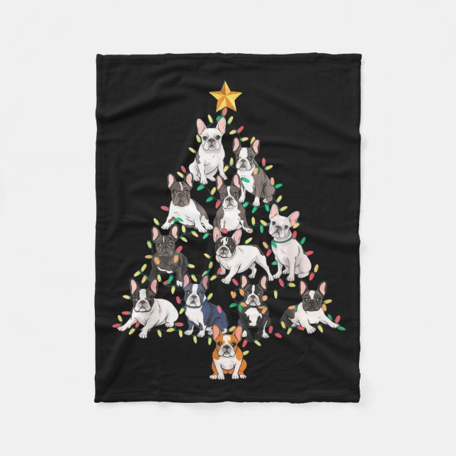 Couverture Polaire French Bulldog Christmas Tree Frenchie Dog Xmas Pa (Devant)