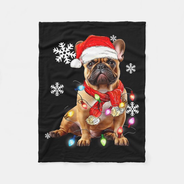 Couverture Polaire French Bulldog Dog Christmas Light Pajama Pet Xmas (Devant)