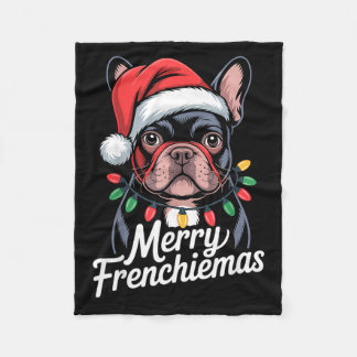 Couverture Polaire French Bulldog Merry Frenchiemas Santa Hat Christm