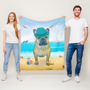 Couverture Polaire French Bulldog sur la plage