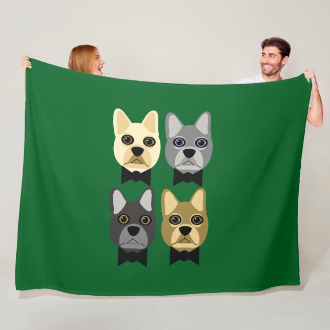 Couverture Polaire French Bulldogs Green (En situation)