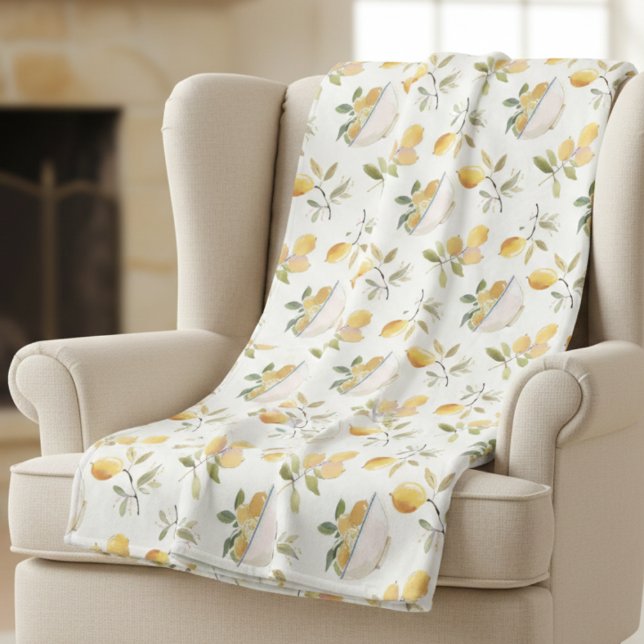 Couverture Polaire French Country Lemon Pattern Fleece Blanket (sweet cute rustic lemon pattern fleece blanket )