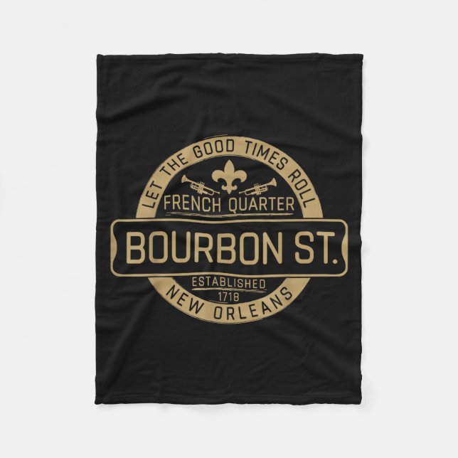 Couverture Polaire French Quarter Bourbon St New Orleans Fleur De Lis (Devant)