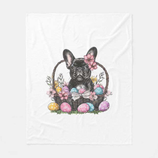 Couverture Polaire Frenchie Dog Pâques Frenchie Dog Œufs Dessin T-Sh (Devant)