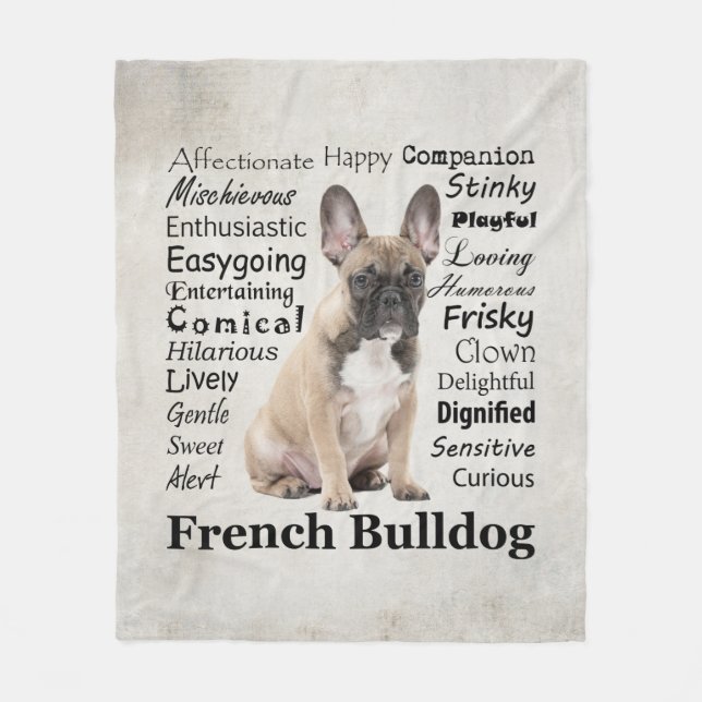 Couverture Polaire Frenchie Traits Blanche polaire (Devant)