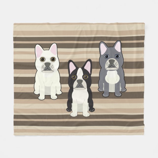 Couverture Polaire Frenchies Neutral Striped (Devant (Horizontal))
