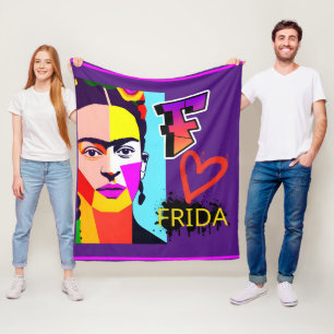 Couverture Polaire Frida Heart coloré - Style Pop Art