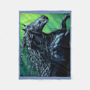 Couverture Polaire Friesian, L'étalon de beauté noir, courir