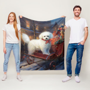 Couverture Polaire Frise de Bichon Frise Festin de Noël