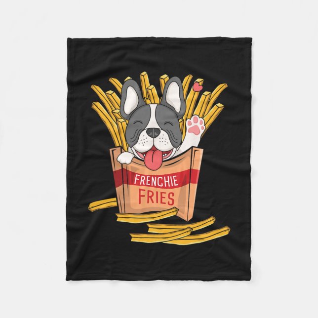 Couverture Polaire Frites - Bouledogue français Fast Food Frites Amou (Devant)
