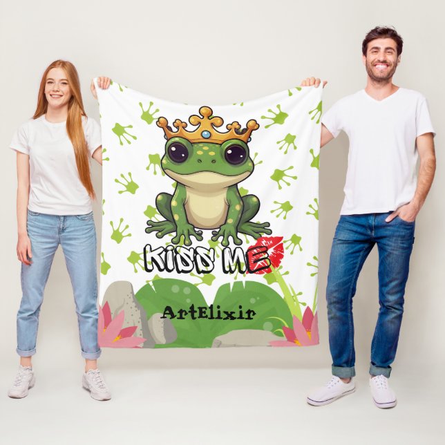 Couverture Polaire Frog Prince, Embrasse-moi Imprimer (En situation)