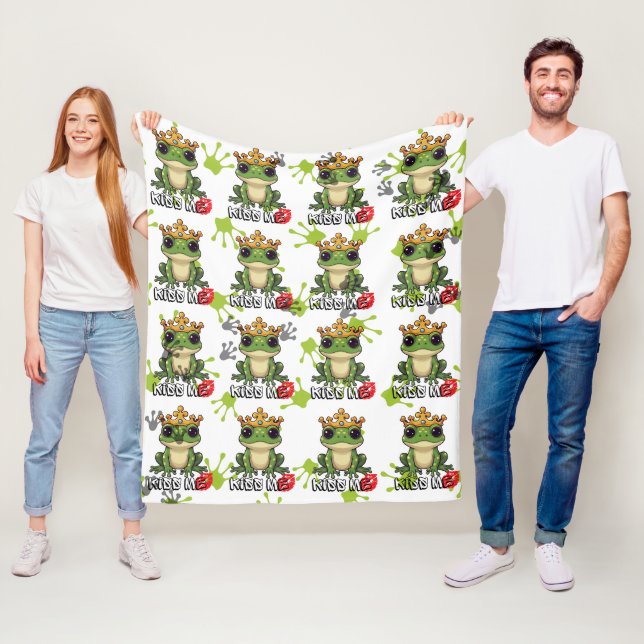 Couverture Polaire Frog Prince, Embrasse-moi Motif (En situation)