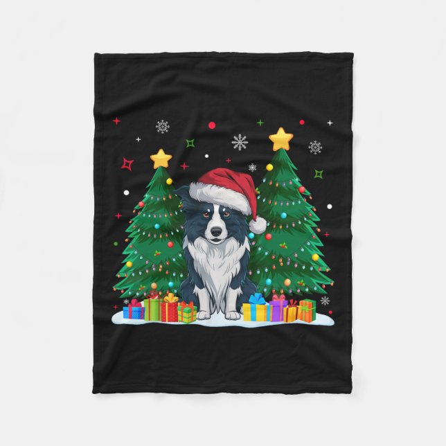 Couverture Polaire Frontière Collie Amoureux de les chiens Santa Hat  (Devant)