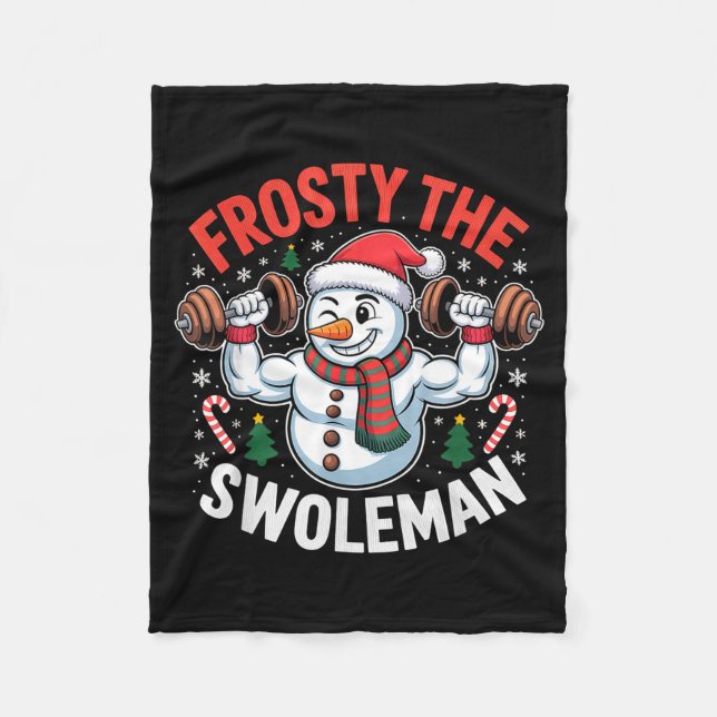 Couverture Polaire Frosty The Swoleman Funny Gym Swole Bro Snowman  (Devant)