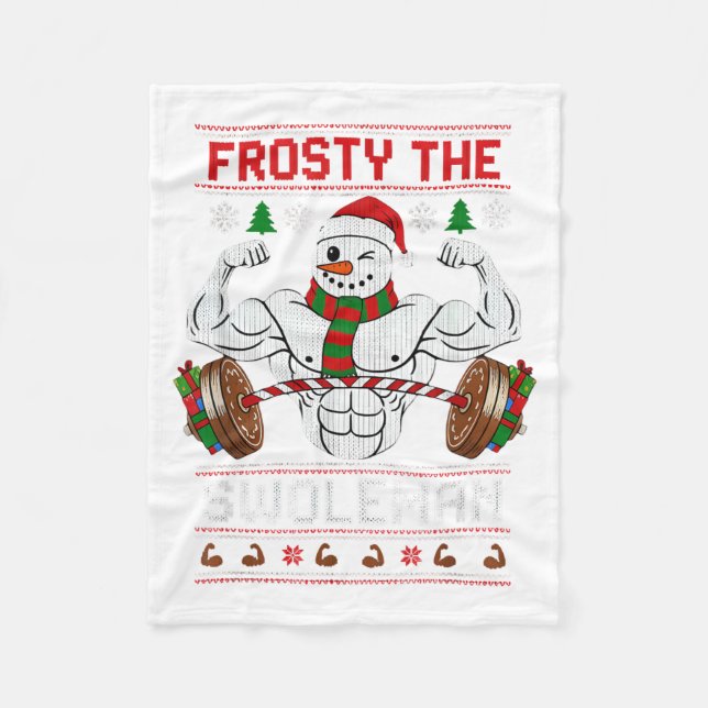 Couverture Polaire Frosty The Swoleman Ugly Christmas Sweater Funny X (Devant)
