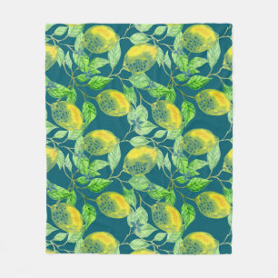 Couverture Polaire Fruit citron motif jaune bleu vert