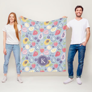 Couverture Polaire Fruits colorés Monogramme Motif de printemps