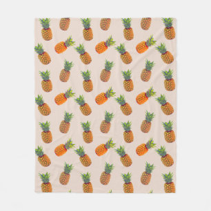 Couverture Polaire Fruits d'ananas sur beige clair