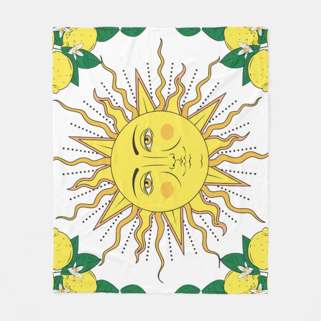 Couverture Polaire Fruits de citron tropicaux, Face Soleil. (Devant)