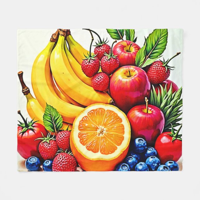 Couverture Polaire Fruits frais vibreux, délice design (Devant (Horizontal))