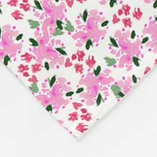 Couverture Polaire Fuchsia Pink Aquarelle Jardin Floral