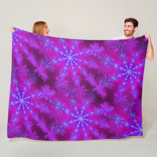 Couverture Polaire Fuchsia Purple Blue Starburst psychédélique fracta